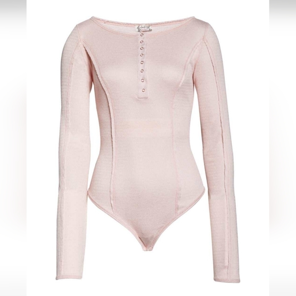 Free People Sloane Thermal Bodysuit in Peach Necture•XS - Picture 6 of 8